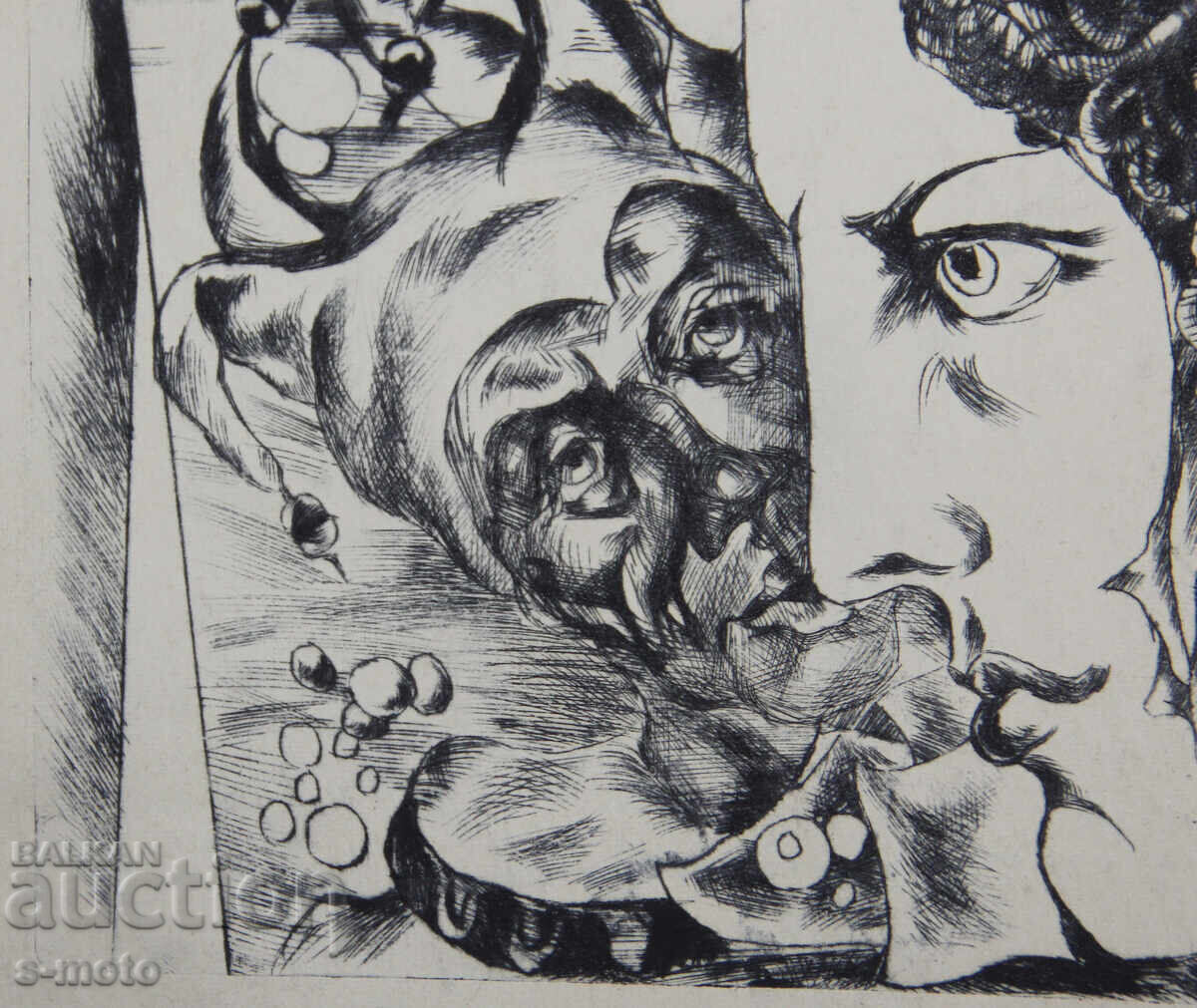 Γραφική, ξηρή βελόνα, αφηρημένη σύνθεση 'Κλόουν' - 5