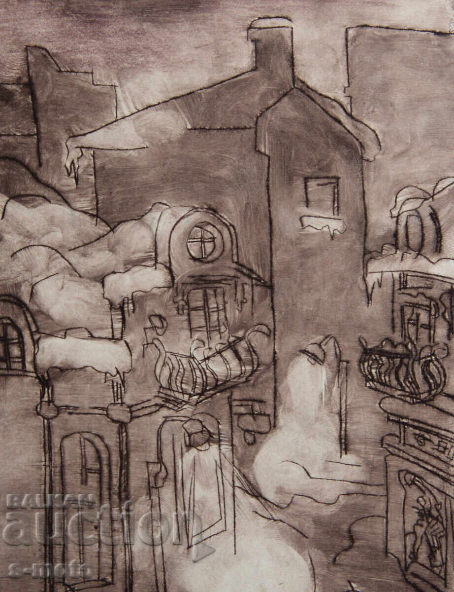 Graphics, mixed media, cityscape with price 150.00 BGN | € 76.69 Graphics, mixed media, cityscape with price 150.00 BGN | € 76.69