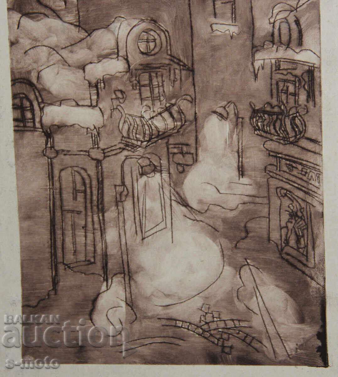 Auction Graphics, mixed media, cityscape Auction Graphics, mixed media, cityscape