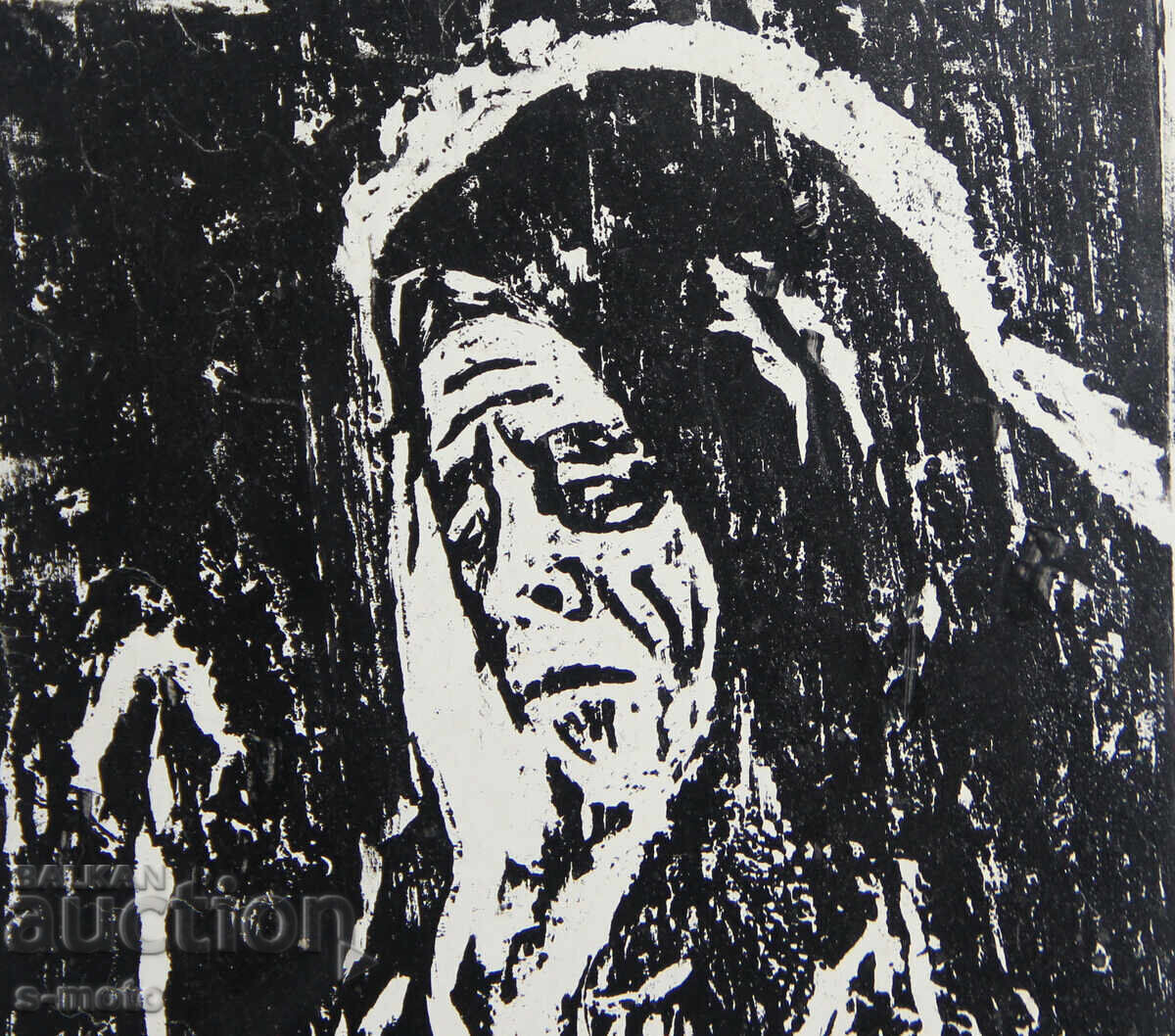 Grafică veche, portret în lemn - 5 Grafică veche, portret în lemn - 5