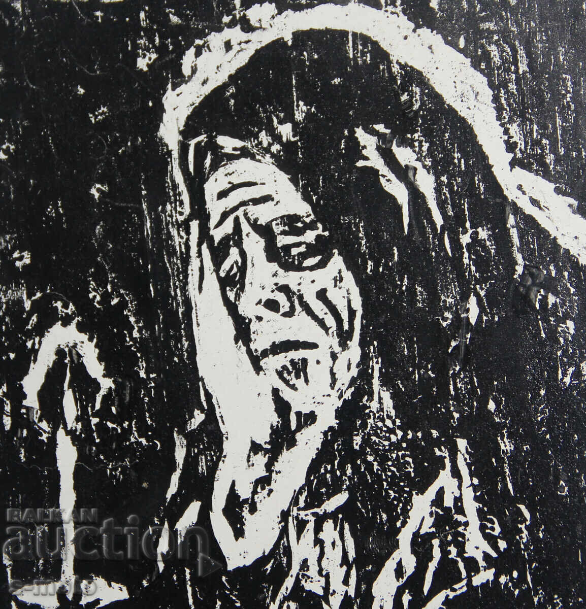 Grafică veche, portret în lemn - 6 Grafică veche, portret în lemn - 6