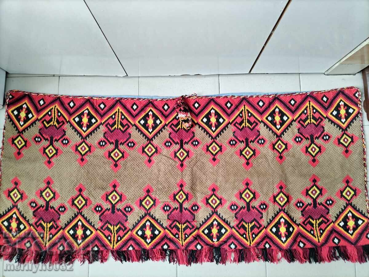 Стар ръчно тъкан ковьор за стена 130/60 см черга калъфка Стар ръчно тъкан ковьор за стена 130/60 см черга калъфка