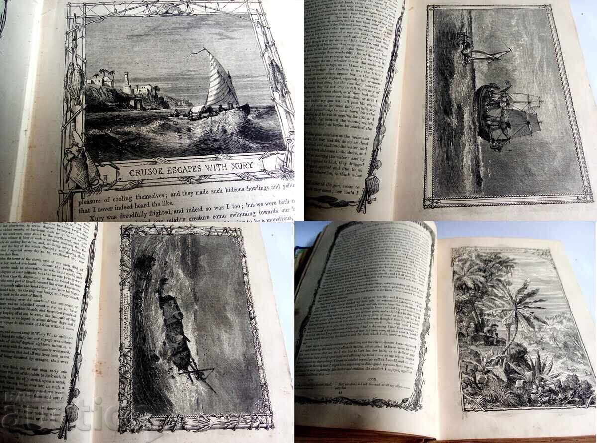 Antique book "Robinson Crusoe" by Daniel Defoe - edition of - 6 Antique book "Robinson Crusoe" by Daniel Defoe - edition of - 6