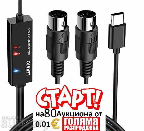 Interfață MIDI USB-C nefolosită 2m LEKATO LUM-03