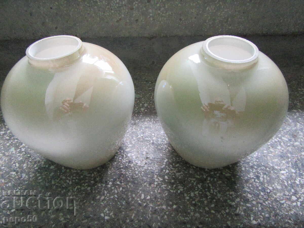 TWO GLASS LAMPSHADES FOR A CHANDELIER FROM THE SOCIALIST ERA