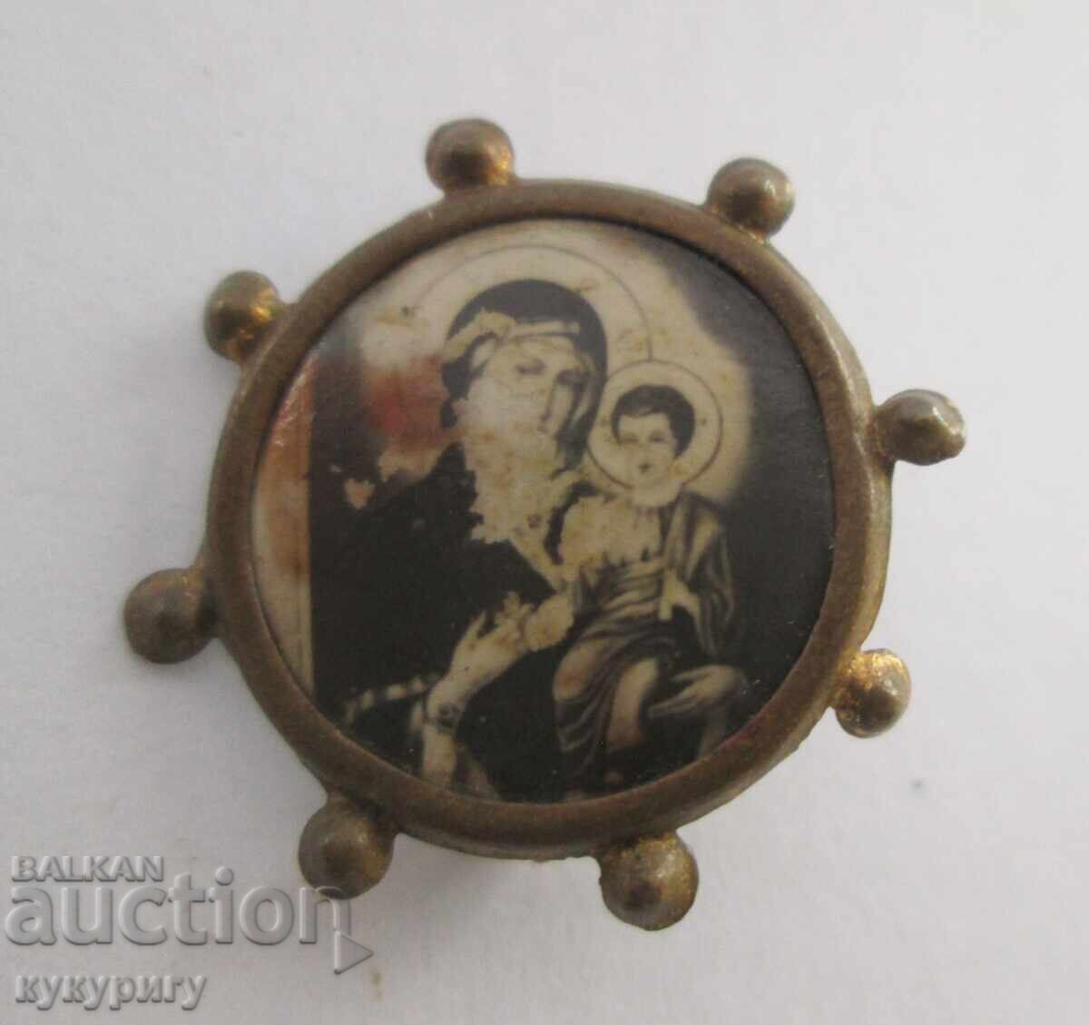 Παλαιό τσαρικό θρησκευτικό έμβλημα εικόνα Παναγίας με το Θείο Βρέφος