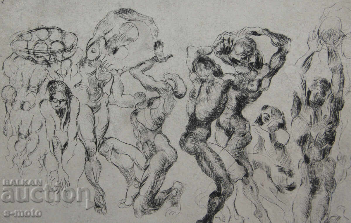 Γραφικά, φιγούρα σύνθεση ξηρή βελόνα γυμνά σώματα - 5