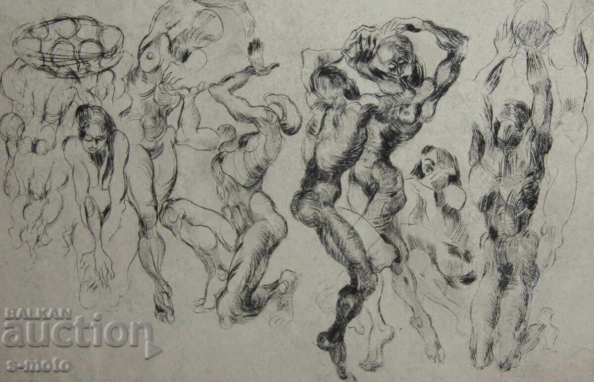 Γραφικά, φιγούρα σύνθεση ξηρή βελόνα γυμνά σώματα - 7