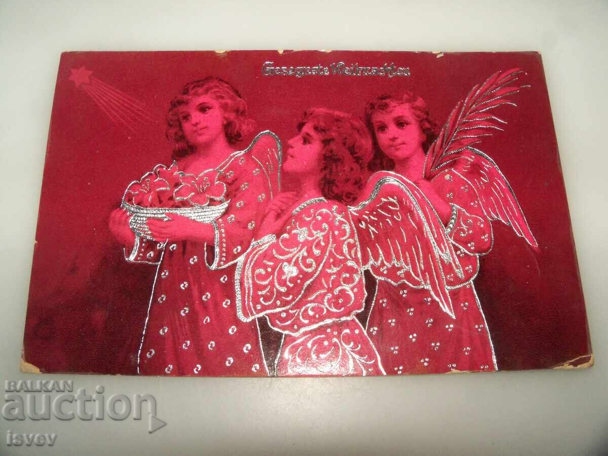 Veche felicitare de Crăciun austriacă, nașterea lui Hristos