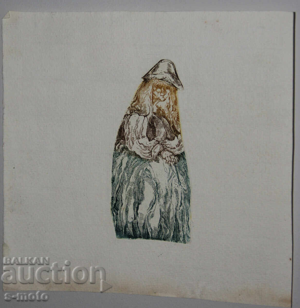 Аукцион Графика, женски портрет , илюстрация