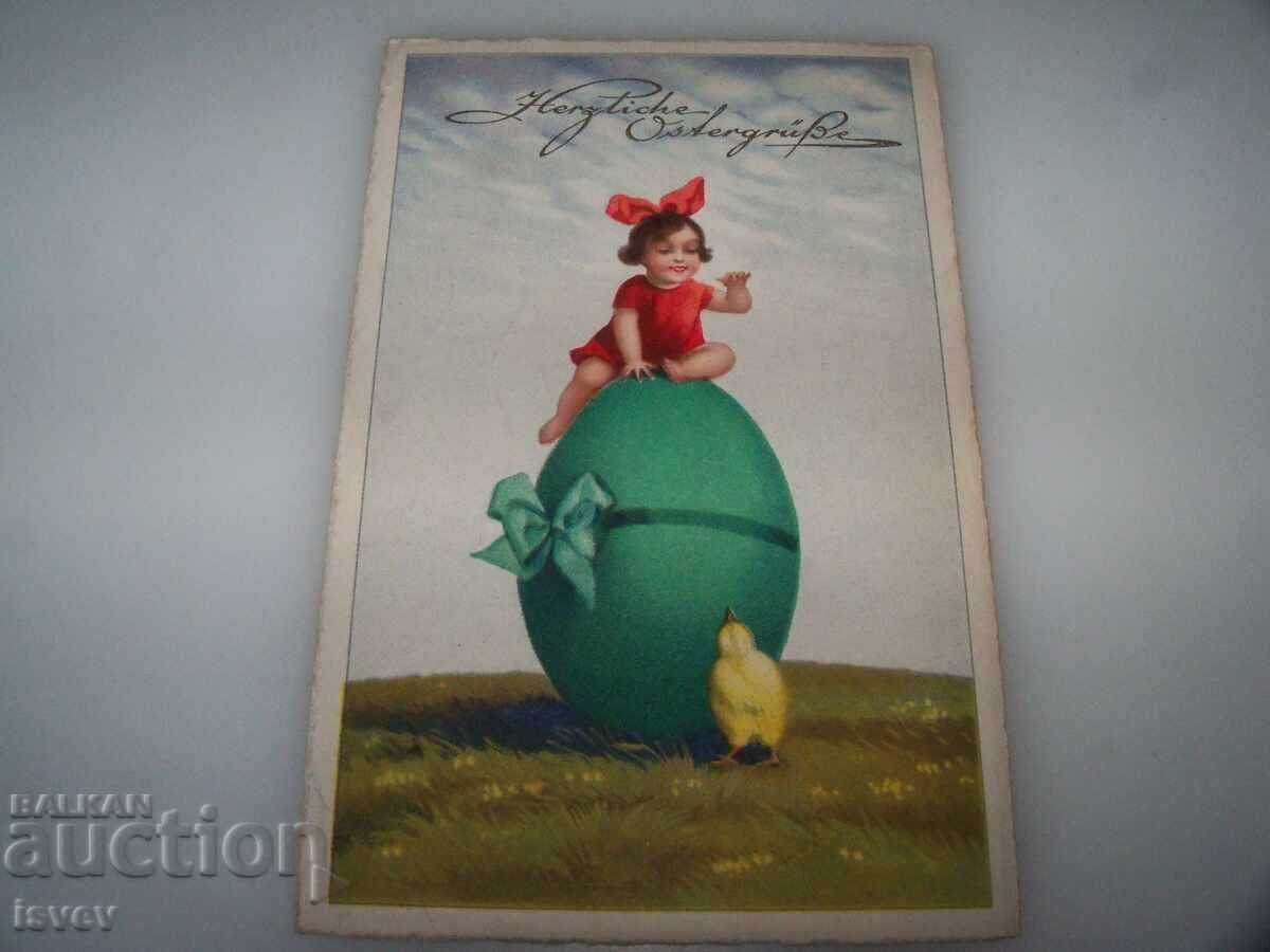 Παλιά αυστριακή πασχαλινή καρτ ποστάλ, 1925