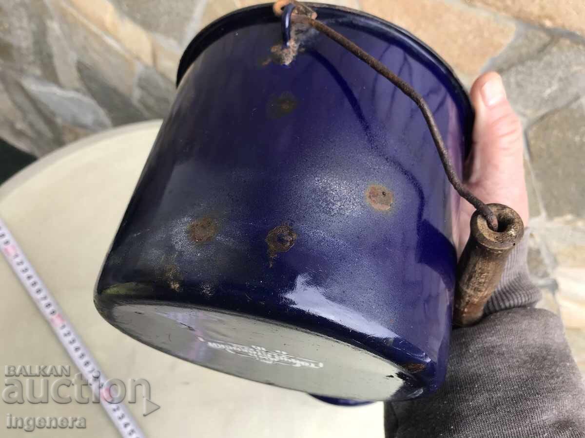 Kettle, pot with enameled lid from the USSR, marked - 5