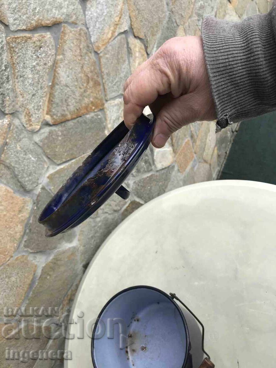 Kettle, pot with enameled lid from the USSR, marked - 7