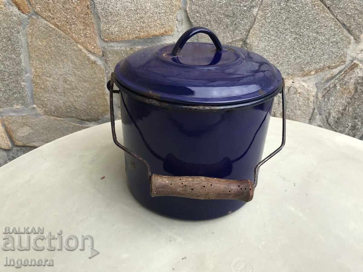 Kettle, pot with enameled lid from the USSR, marked