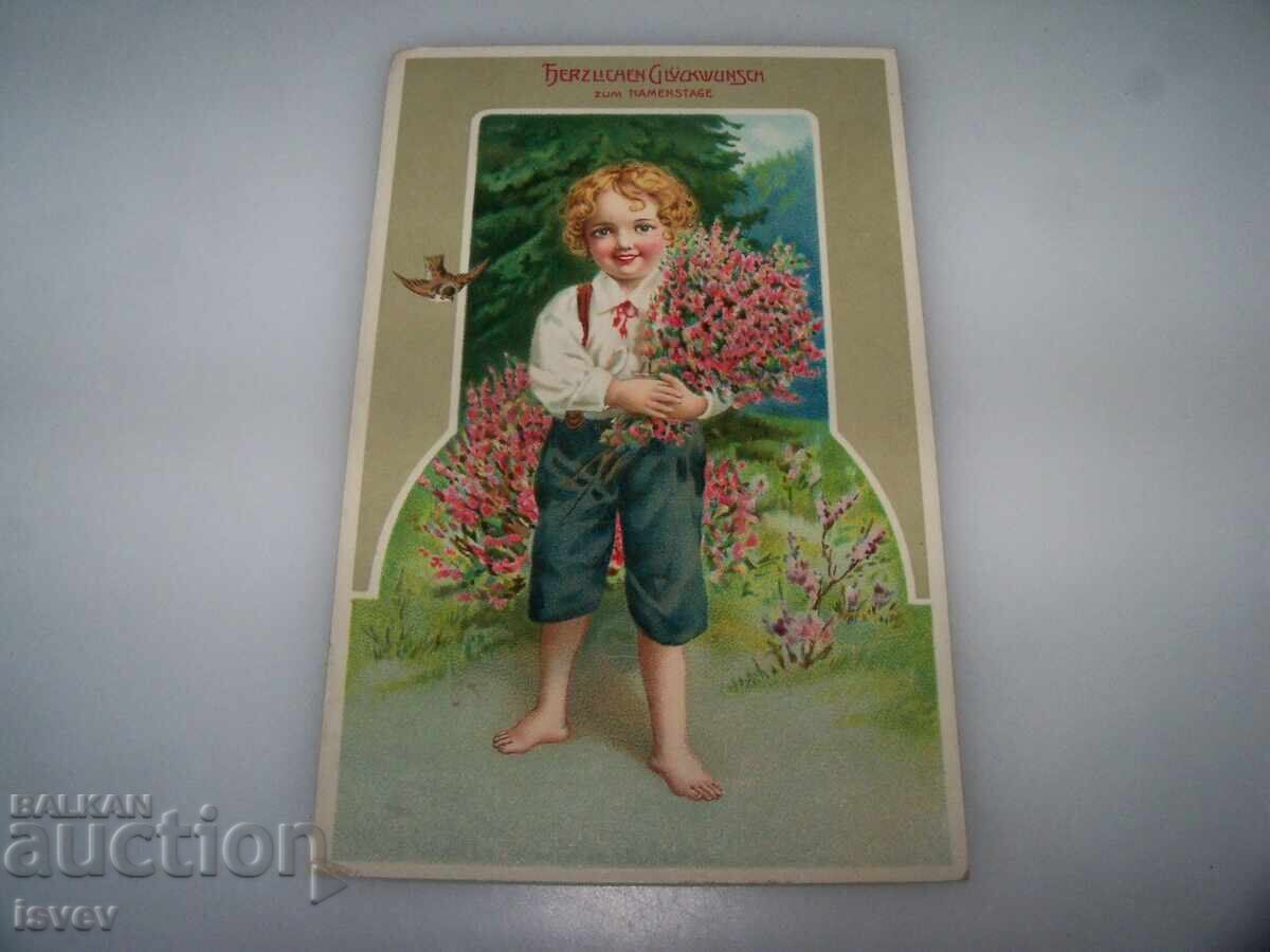 Παλιά ευχετήρια καρτ ποστάλ για γιορτή, 1912