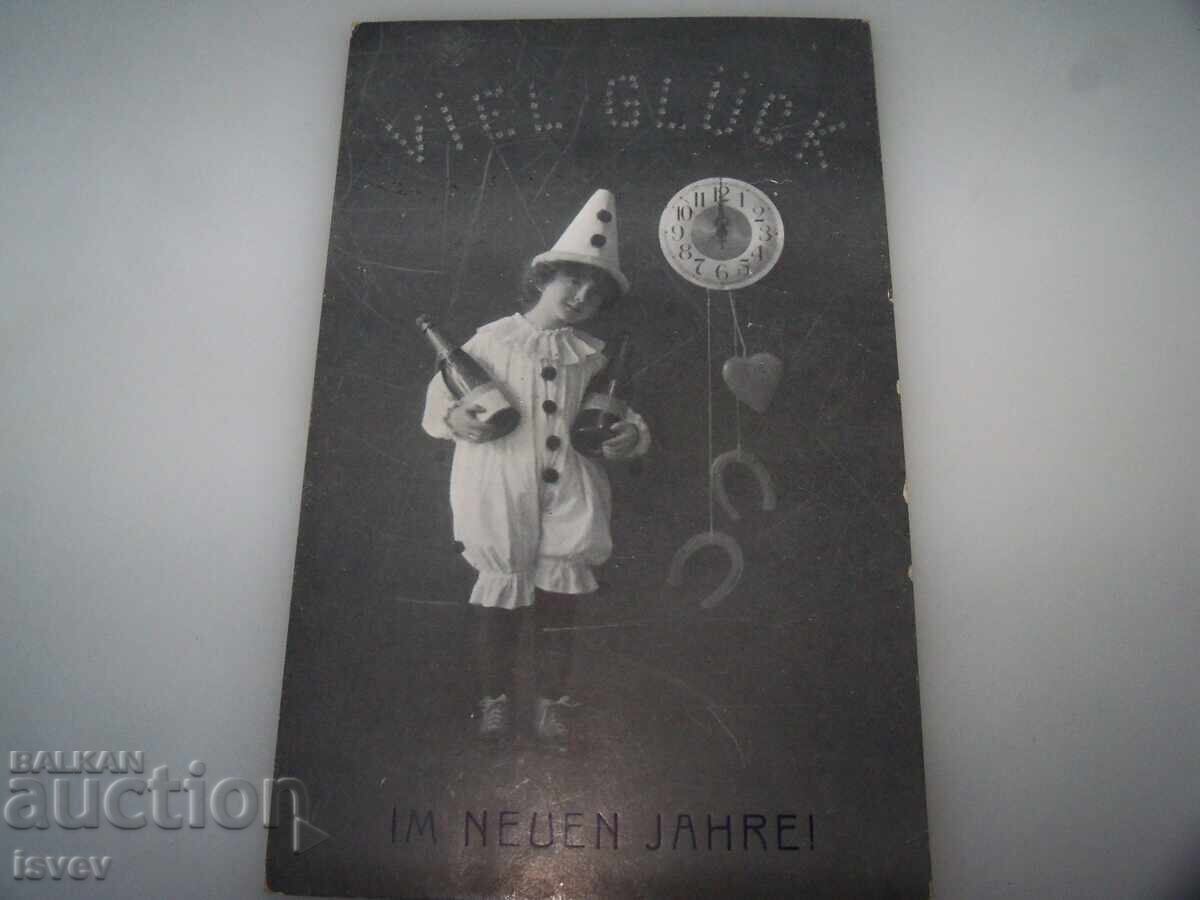Livrarea Vechiu cartolină poștală austriacă de Anul Nou din 1912 Livrarea Vechiu cartolină poștală austriacă de Anul Nou din 1912