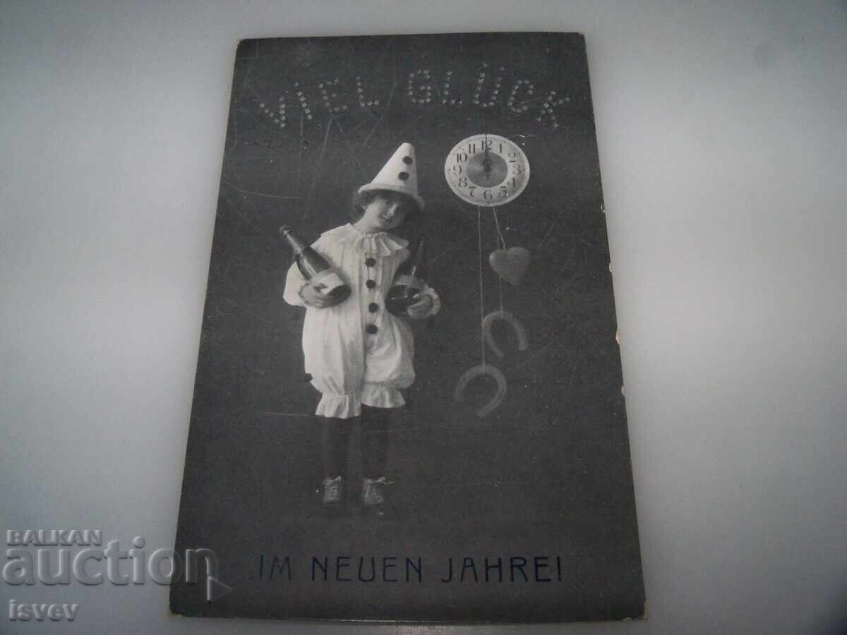 Vechiu cartolină poștală austriacă de Anul Nou din 1912 - 5 Vechiu cartolină poștală austriacă de Anul Nou din 1912 - 5