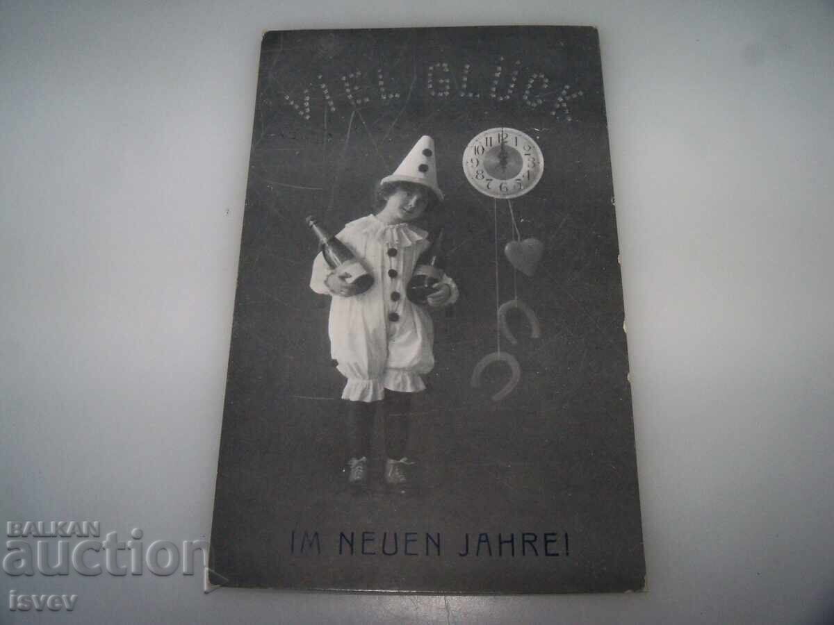 Vechiu cartolină poștală austriacă de Anul Nou din 1912 Vechiu cartolină poștală austriacă de Anul Nou din 1912
