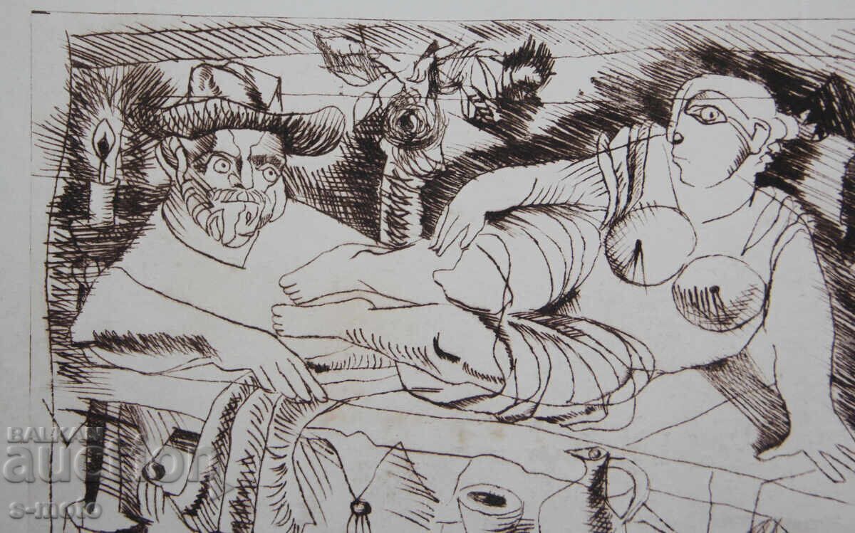 Доставка на Графика , фигурална композиция суха игла голо тяло