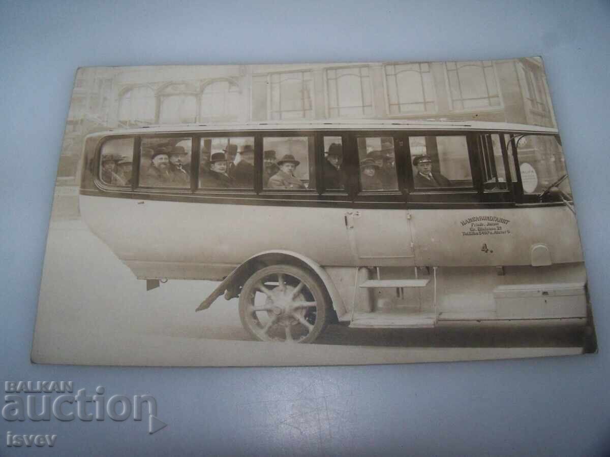 Old postcard photo with a bus from Naumburg, Germany Old postcard photo with a bus from Naumburg, Germany
