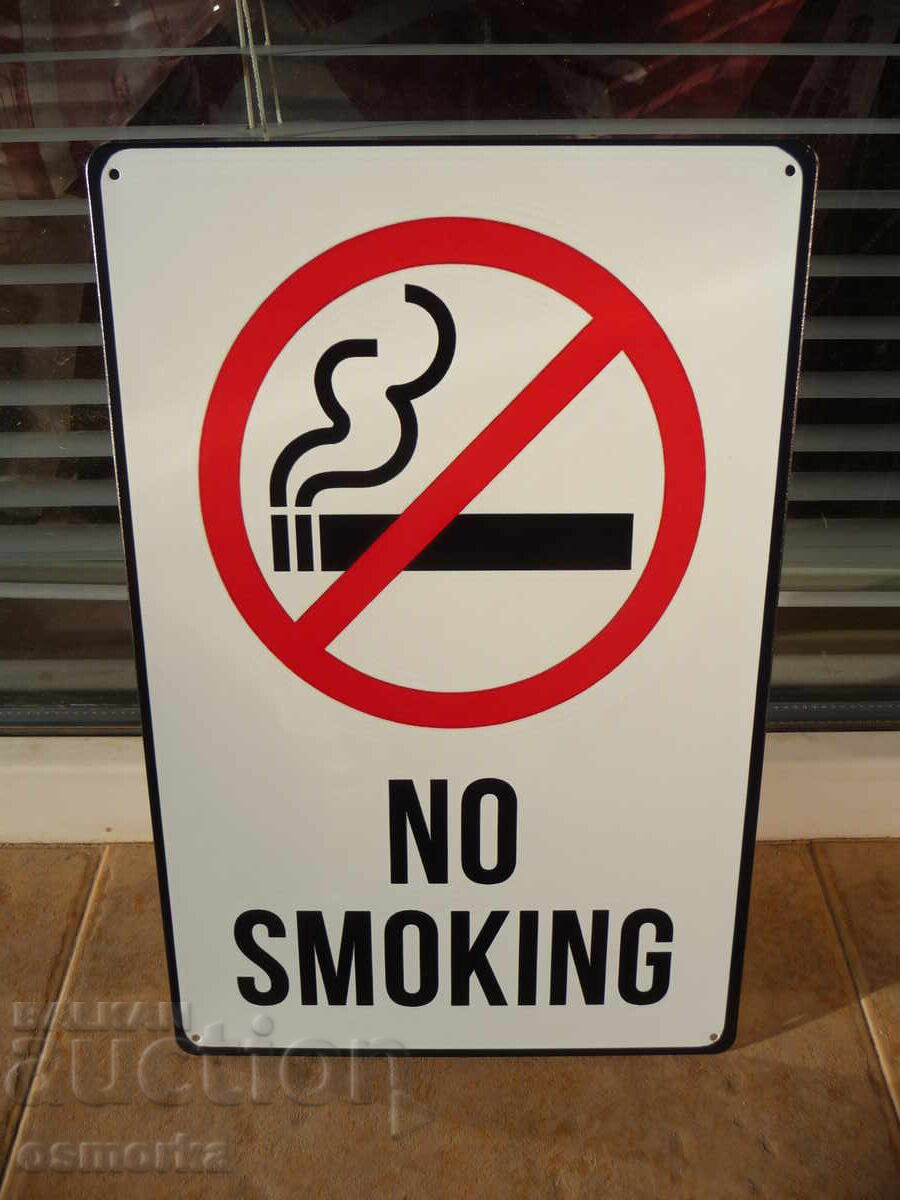 Plăcuță metalică inscripție Fumatul interzis țigări, trabucuri, pipe