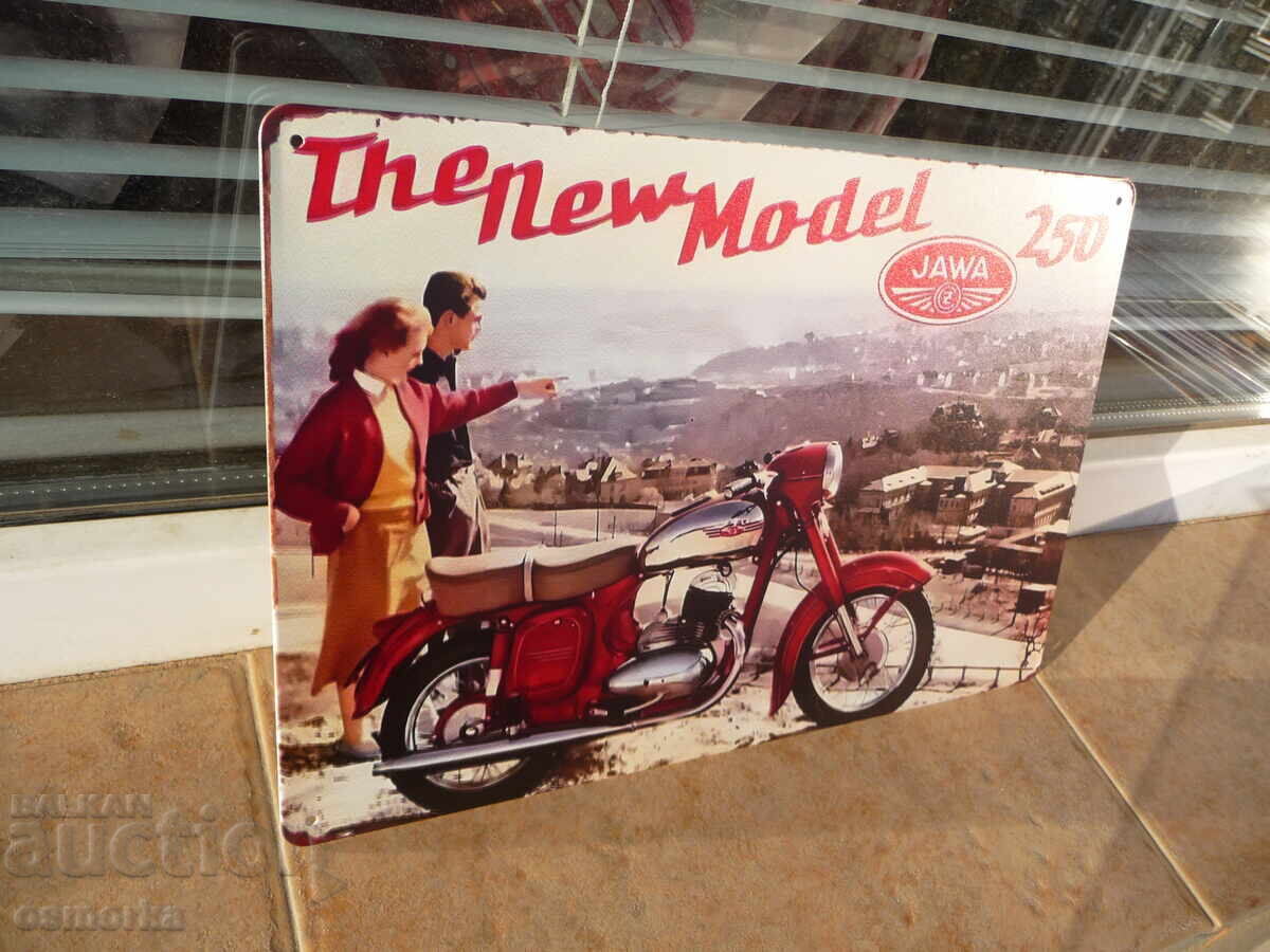 Placă metalică motocicletă Jawa 250 Modelul nou reclamă noul model cu preț 18.00 BGN | € 9.20