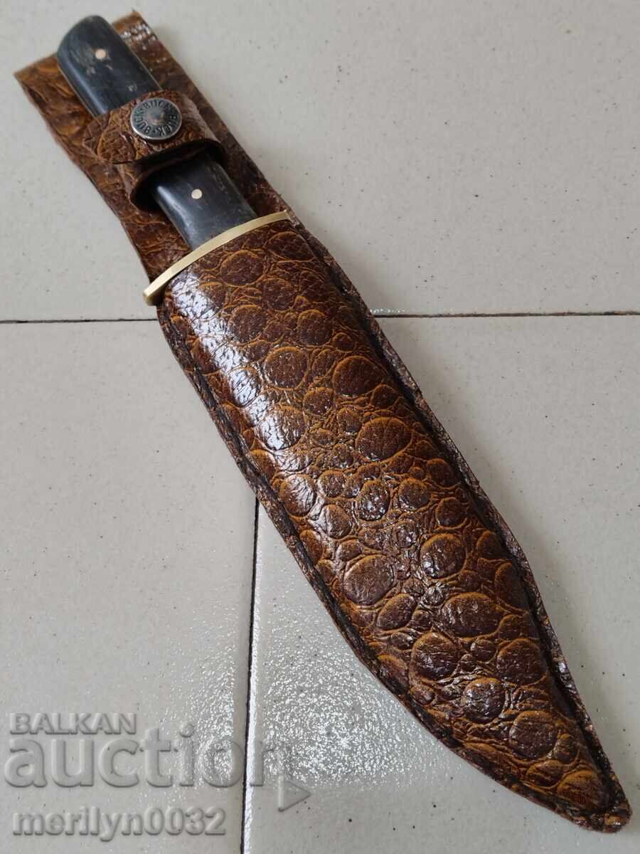 Hunting knife with sheath and buffalo horn handle - 6