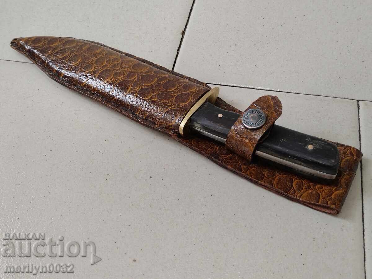 Hunting knife with sheath and buffalo horn handle - 7