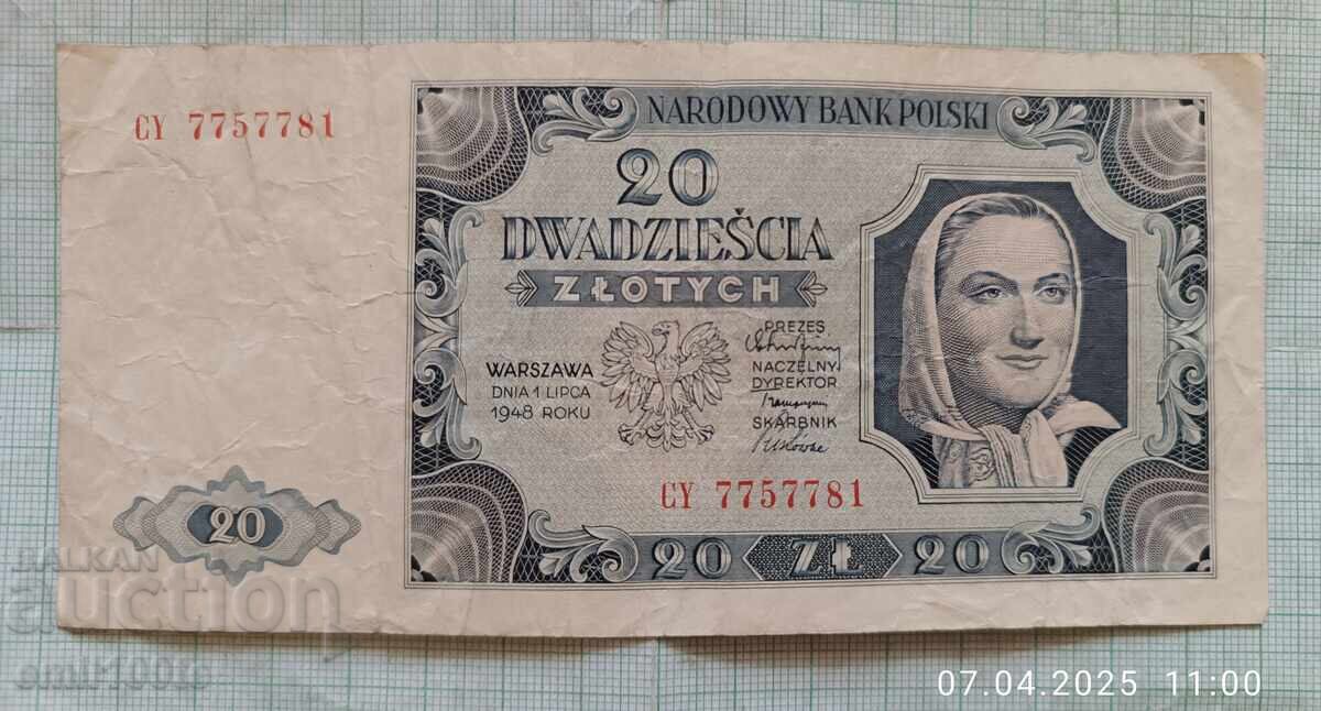 20 злоти 1948 г. Полша
