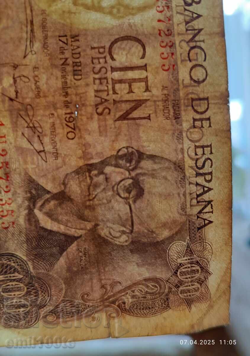 Licitație 100 pesetas 1970 Spania