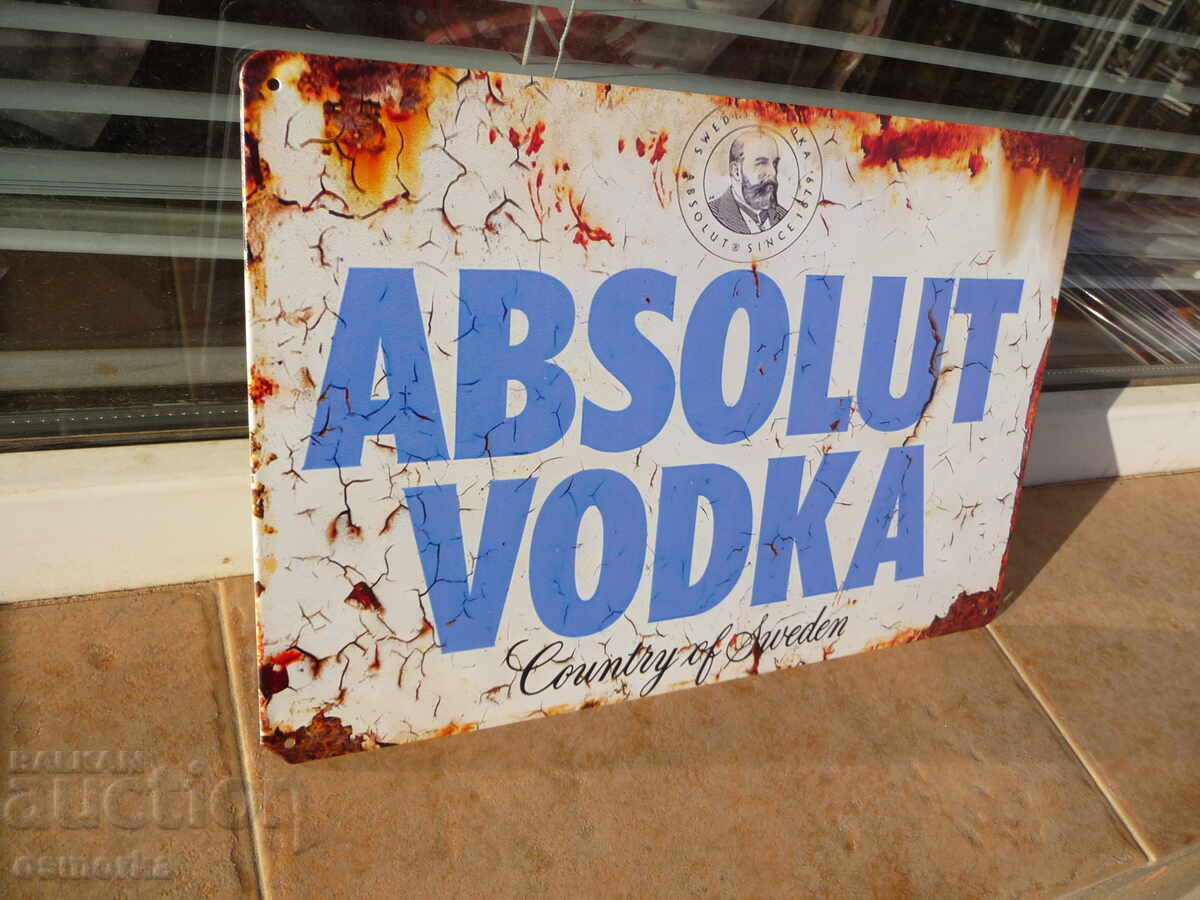 Metal sign Vodka Absolut Sweden vodka Absolut rusty effect with price 18.00 BGN | € 9.20