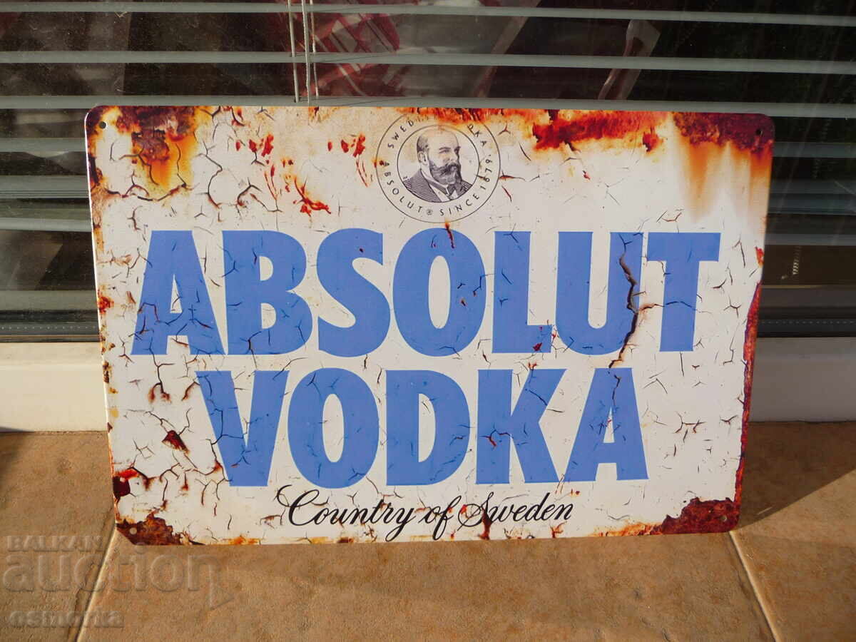 Metal sign Vodka Absolut Sweden vodka Absolut rusty effect