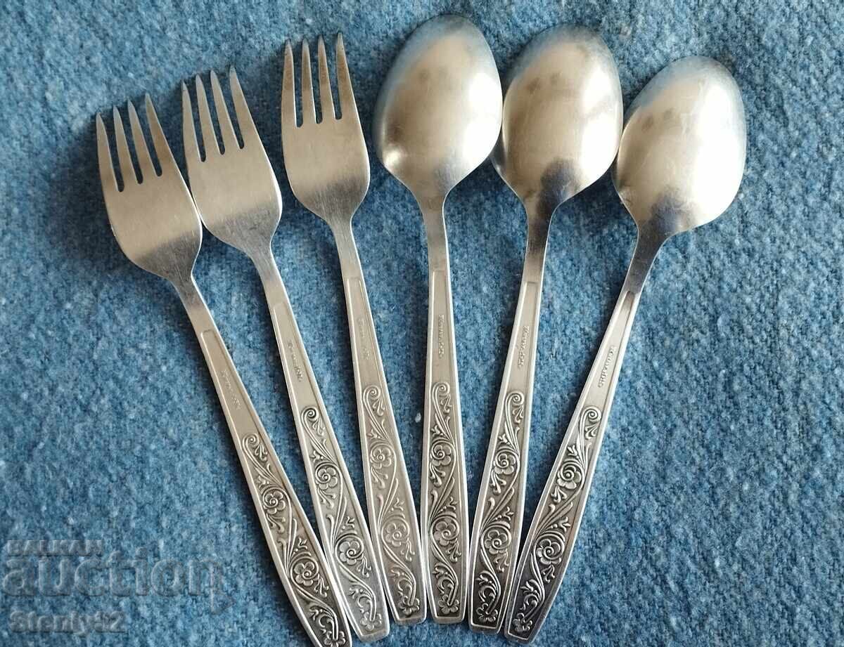Silver-plated cupronickel spoons and forks from the USSR with price 90.00 BGN | € 46.02