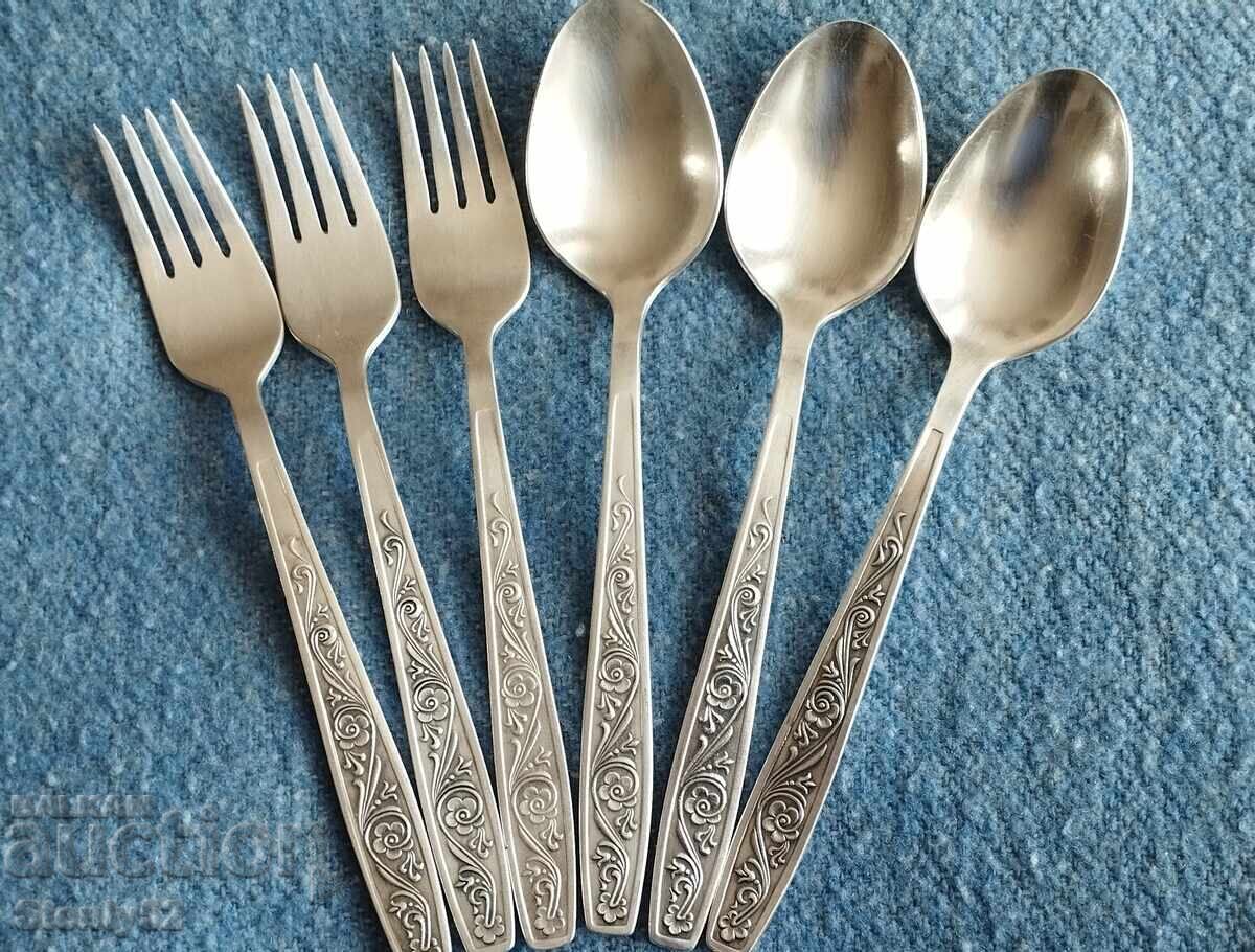 Silver-plated cupronickel spoons and forks from the USSR