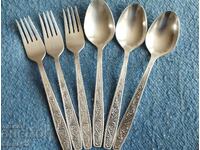 Silver-plated cupronickel spoons and forks from the USSR