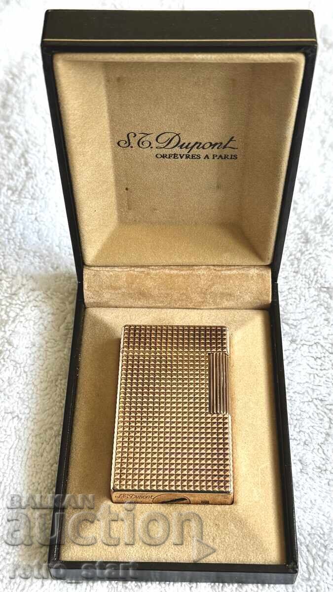 Brichetă Dupond placată cu aur de 20 microni, funcționează! Brichetă Dupond placată cu aur de 20 microni, funcționează!