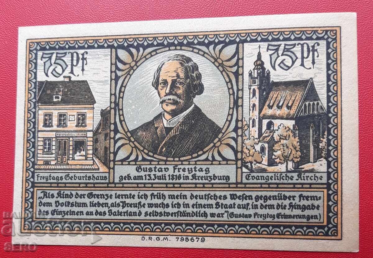 Banknote - Germany - Silesia - Kreuzburg - 75 Pfennig 1921