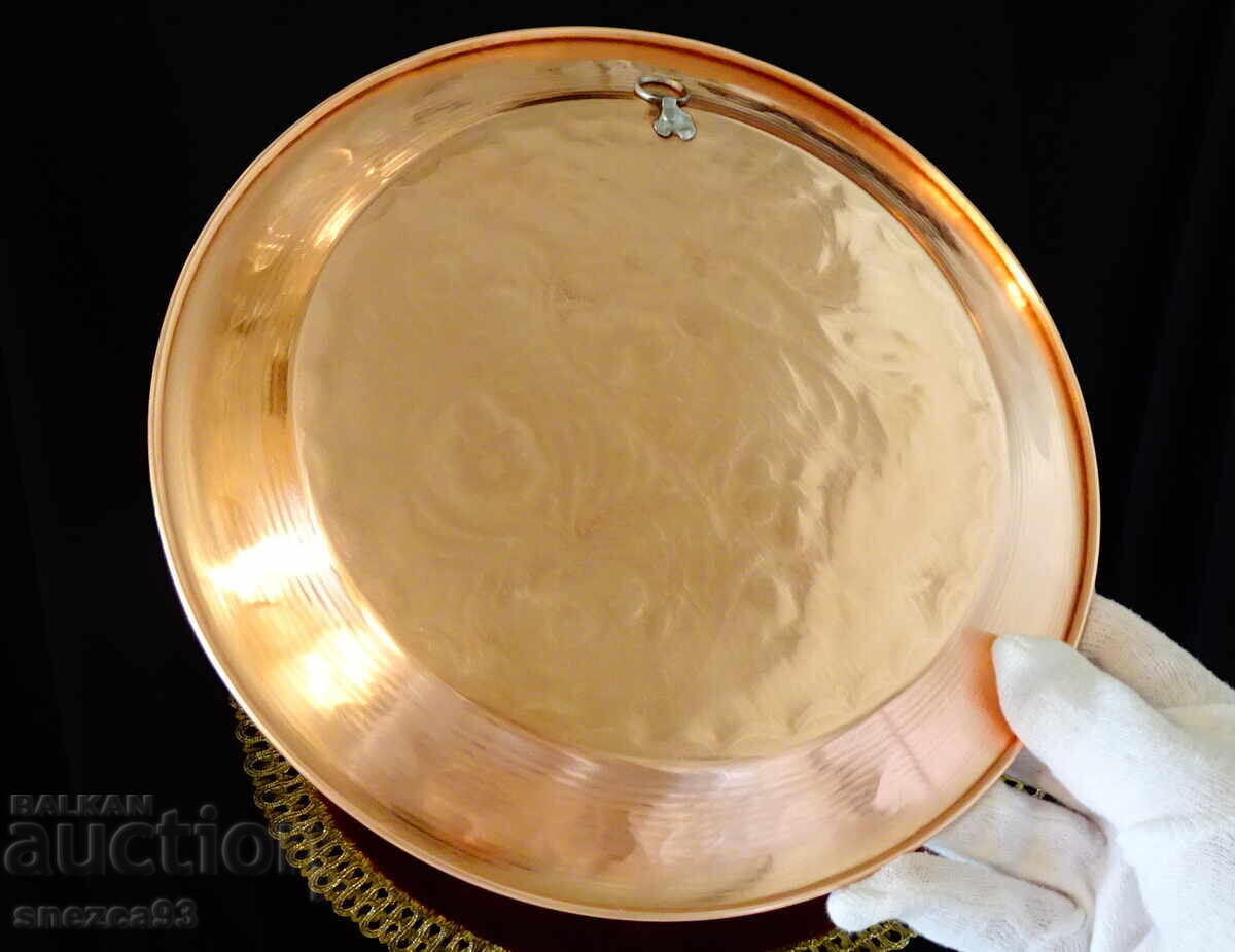 Copper plate, platter, panel, engraved, 23.5 cm - 5 Copper plate, platter, panel, engraved, 23.5 cm - 5