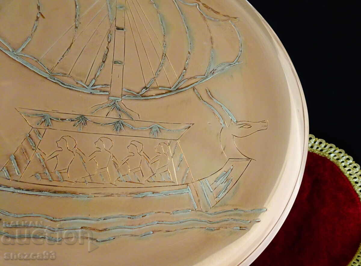 Δημοπρασία Χάλκινο πάνελ Πλοίο, Άνουβις, ασήμι Δημοπρασία Χάλκινο πάνελ Πλοίο, Άνουβις, ασήμι