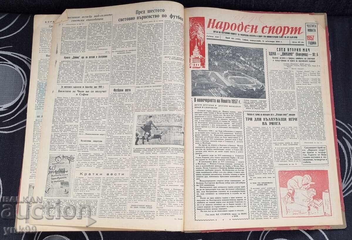 Newspaper Narod Sporten bound in a book 1956 year newspaper - 5
