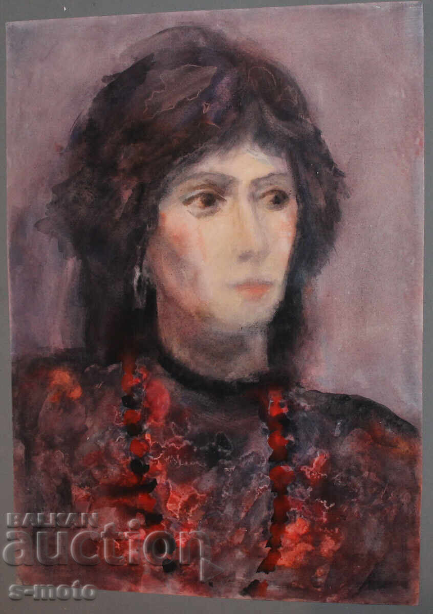 Pictură acuarelă portret feminin cu preț 250.00 BGN | € 127.82