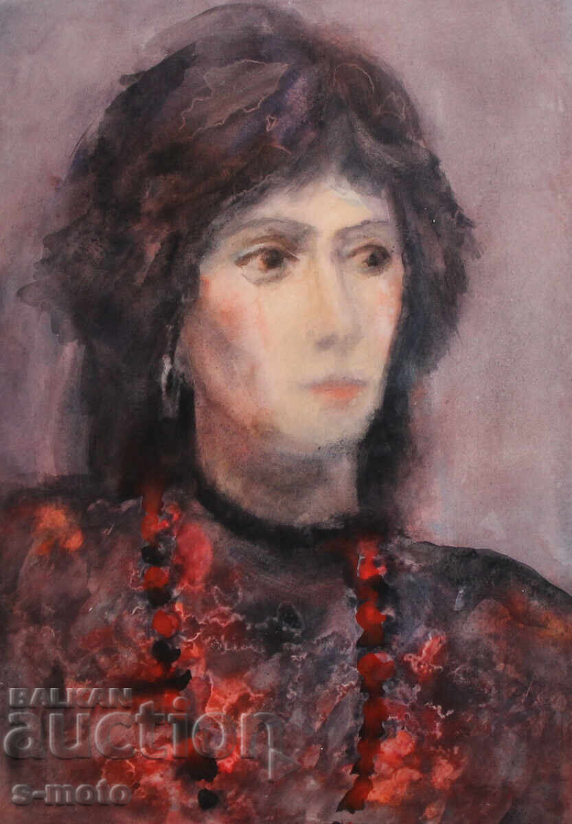 Pictură acuarelă portret feminin