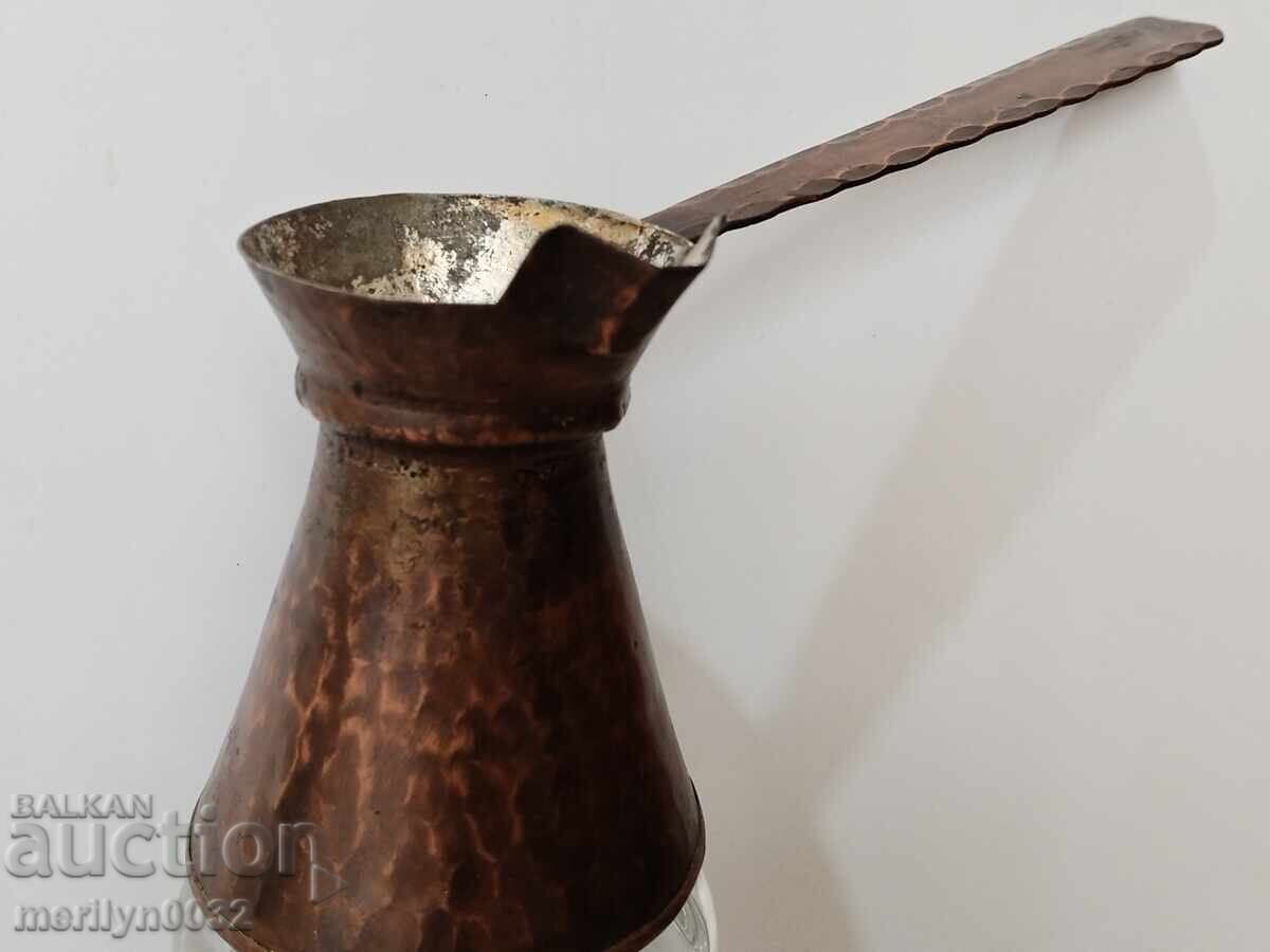 Παλιό κονσερβοποιημένο χάλκινο cezve, καφετιέρα, χάλκινο, χάλκινο δοχείο - 7