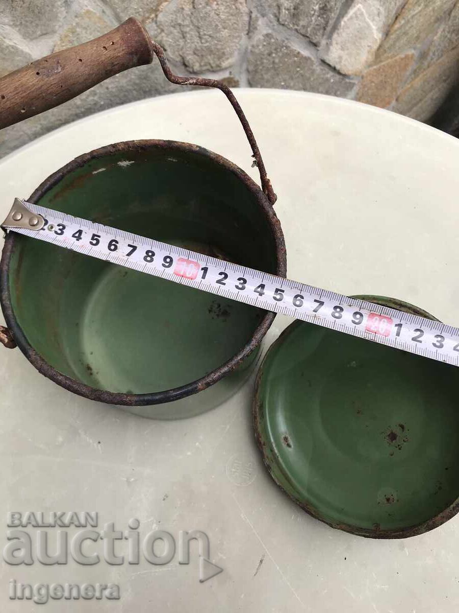 Kettle, pot with enameled lid from the USSR, marked with price 8.00 BGN | € 4.09