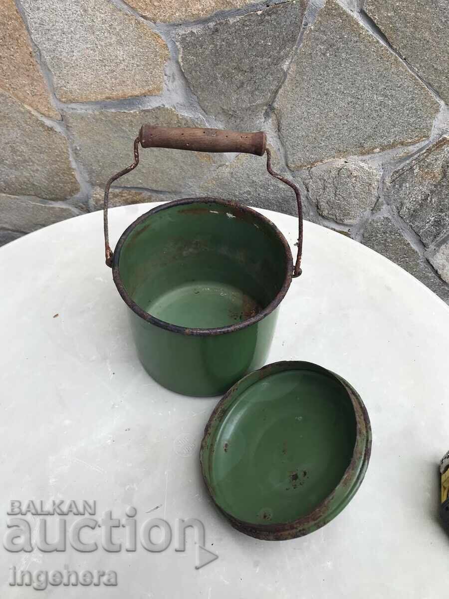 Kettle, pot with enameled lid from the USSR, marked - 6