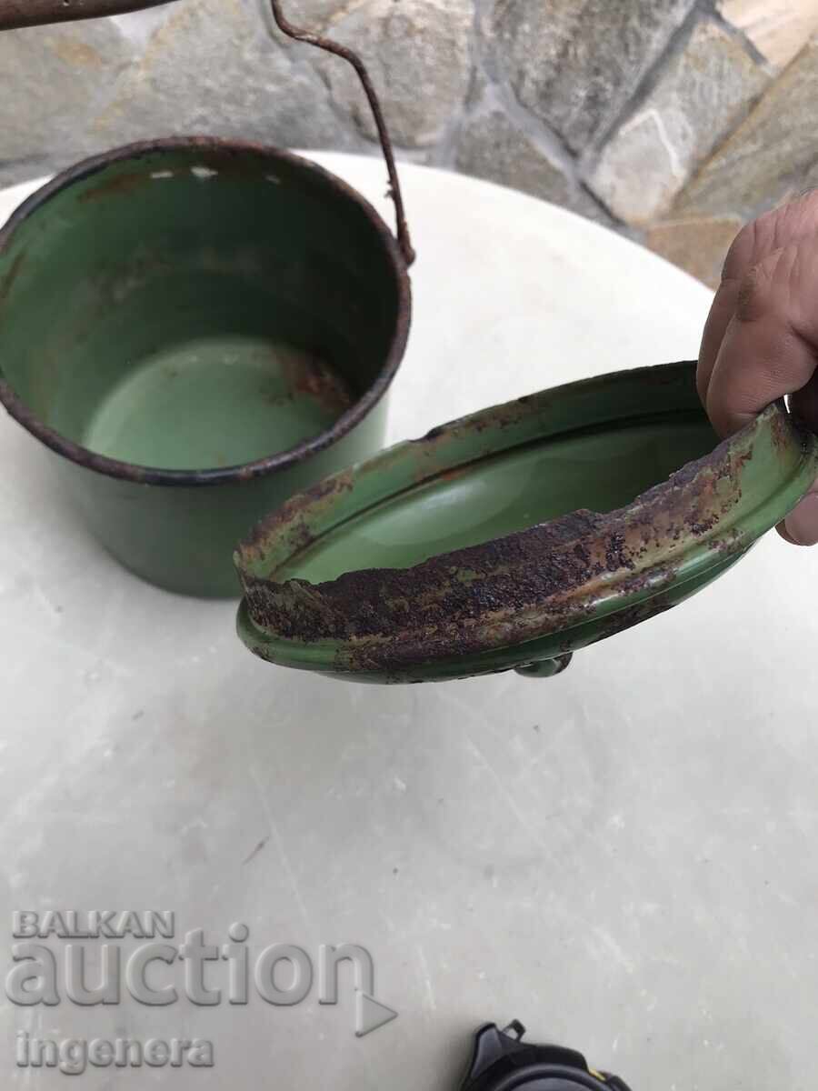 Kettle, pot with enameled lid from the USSR, marked - 7