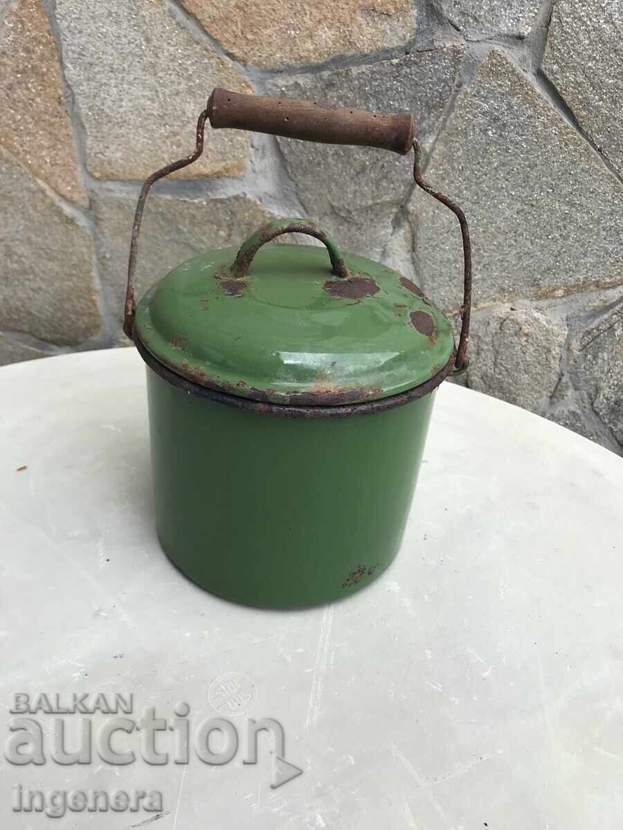 Kettle, pot with enameled lid from the USSR, marked