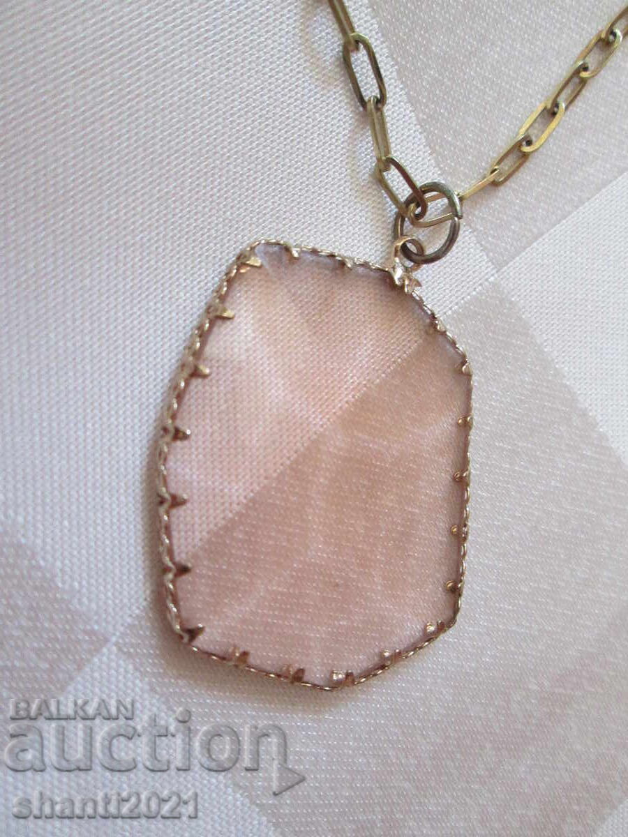 Women's necklace with large rose quartz with price 59.00 BGN | € 30.17