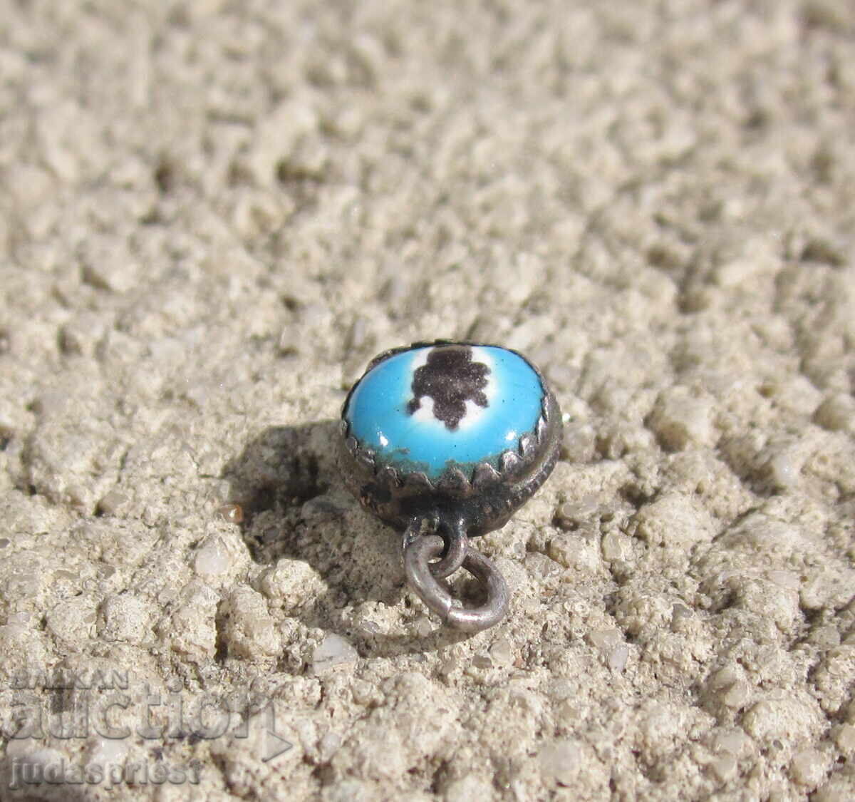 Auction Antique pendant medal silver with enamel icon with monastery Auction Antique pendant medal silver with enamel icon with monastery