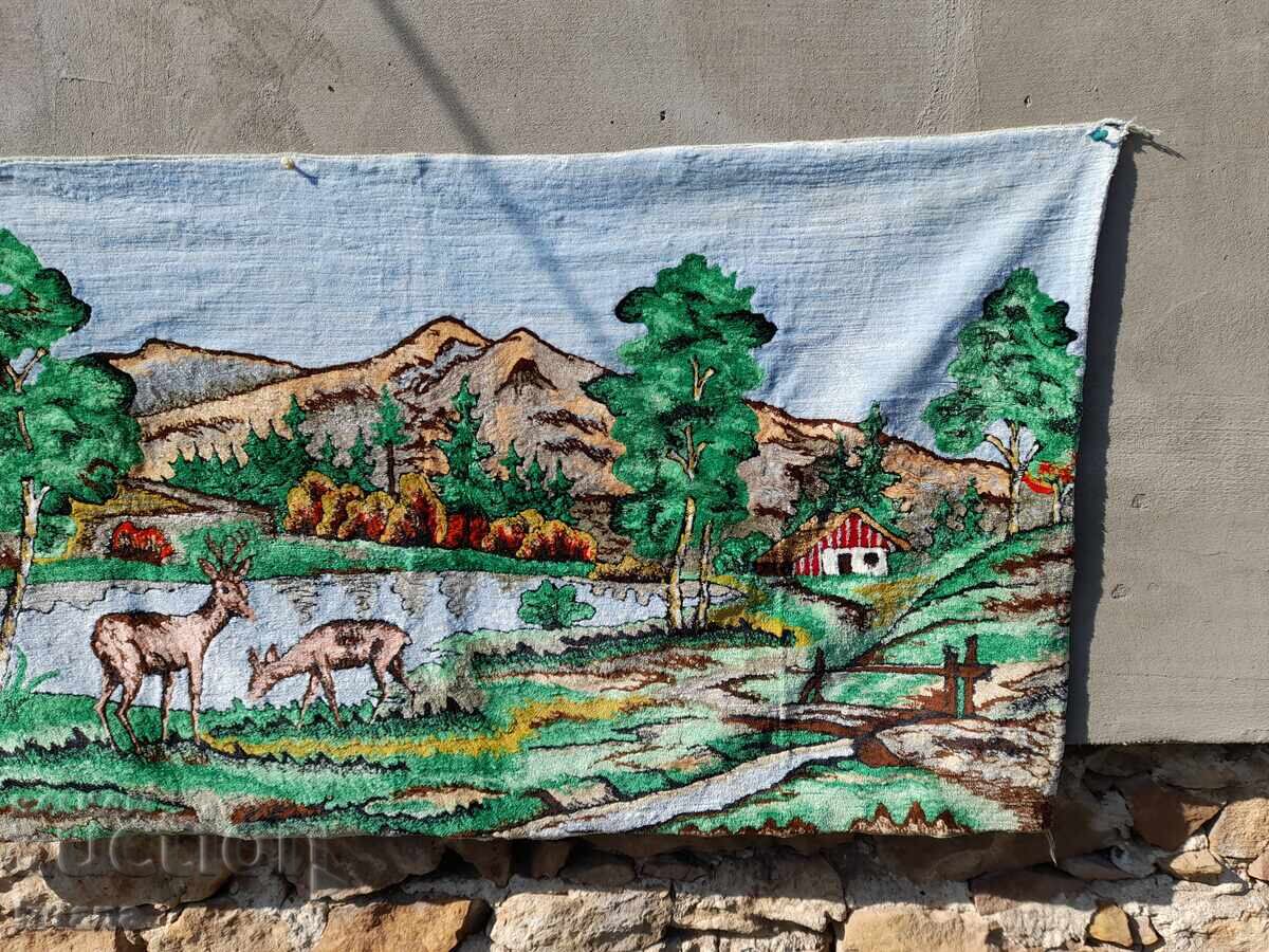 Auction  Antique plush rug, wall hanging